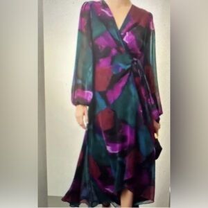 Hutch Asymmetrical Dress in Purple and Green